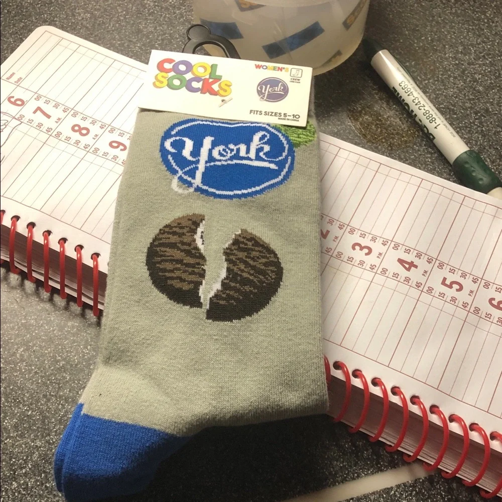 Branded Gray & Blue Novelty Socks